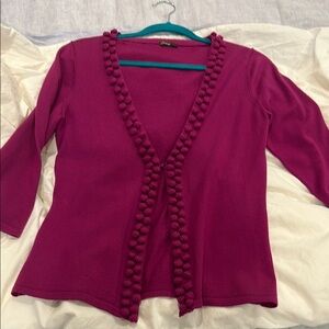 Gibson Fuchsia Cardigan with Textured Trim
